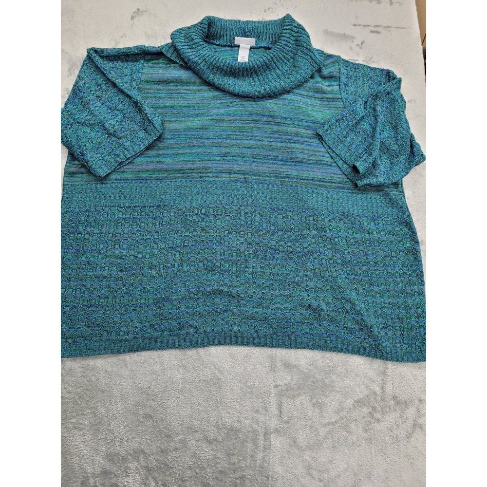 Catherines Cowl Neck Sweater Womens 4X Teal Blue Green Short Sleeve